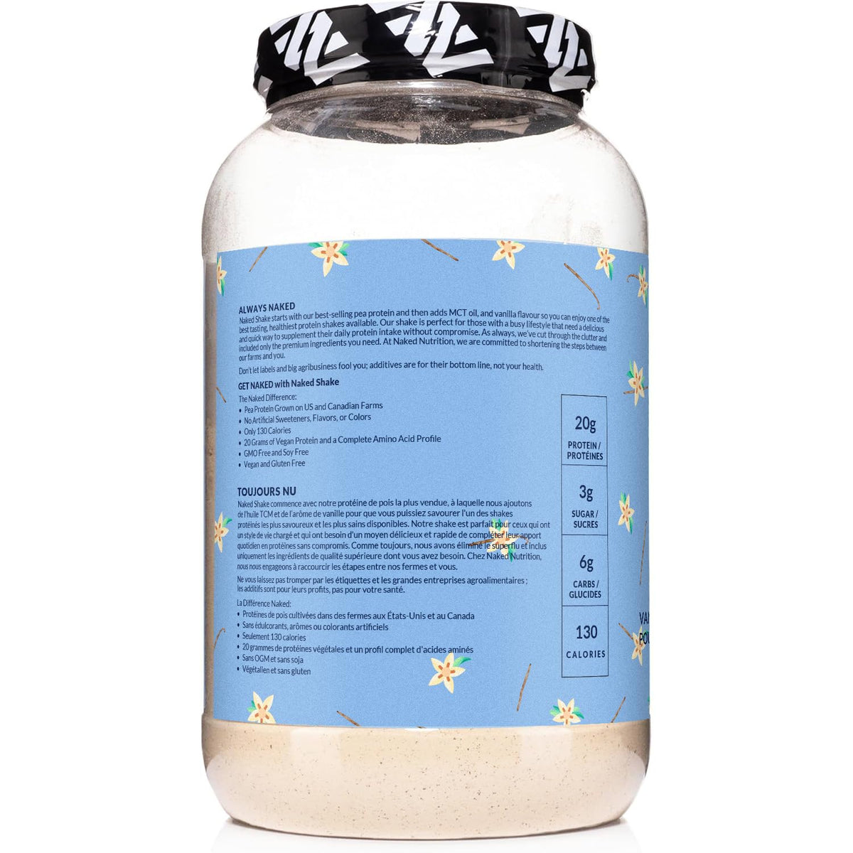 NAKED Shake - Vanilla Protein Powder - Plant Based Protein Shake with Mct Oil, NSF Certified, Gluten-Free, Soy-Free, No Gmos Or Artificial Sweeteners - 30 Servings - PrimeBioHealth - canada supplements