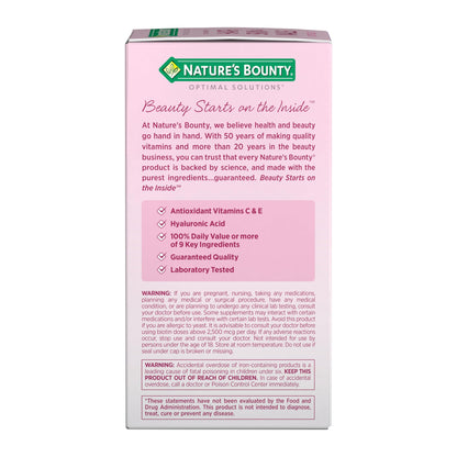 Nature's Bounty Advanced Hair, Skin & Nails, Argan-Infused Vitamin Supplement with Biotin and Hyaluronic Acid, 150 Rapid Release Softgels, 50 Total Servings - PrimeBioHealth - canada supplements