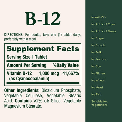 Nature's Bounty Vitamin B12 1000 mcg Supplements, Supports Energy Metabolism, 200 Ct - PrimeBioHealth - canada supplements