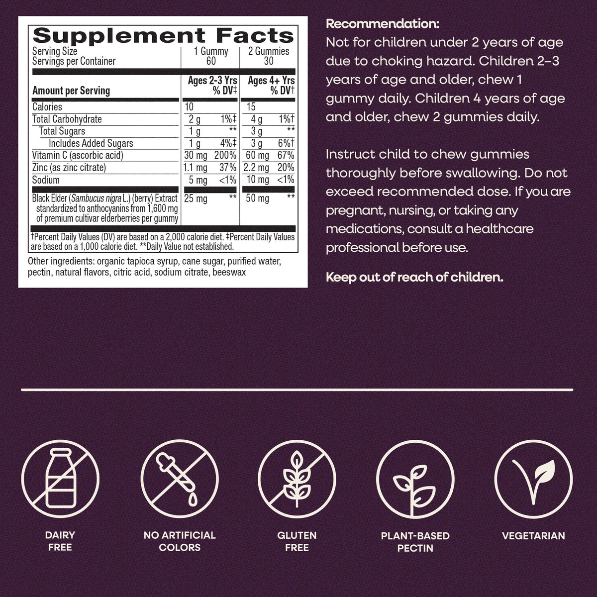 Nature’s Way Sambucus Kids Elderberry Immune Gummies with Black Elderberry Extract, Daily Immune Support Gummy with Vitamin C and Zinc - PrimeBioHealth - canada supplements