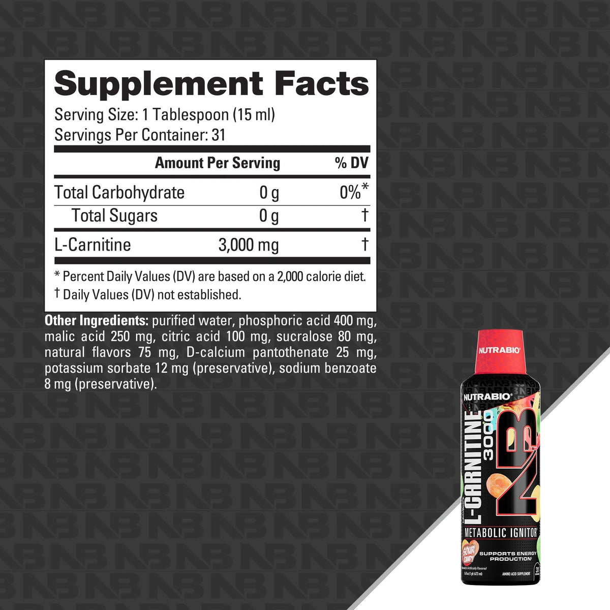 NutraBio – L-Carnitine Liquid Shots – 3000mg, (Green Apple) – 10mg of Vitamin B-5 – Zero Carbs & Sugars – Energy Production – Muscle Recovery - PrimeBioHealth - canada supplements