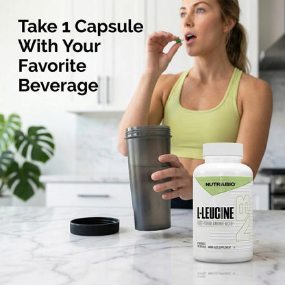 NutraBio L-Leucine Supplement - Optimal Amino Acid for Muscle Growth & Recovery - Naturally Fermented Free Form Leucine Amino Acids Supplement- Vegan, Non-GMO, Gluten Free - 400mg, 180 Capsules - PrimeBioHealth - canada supplements