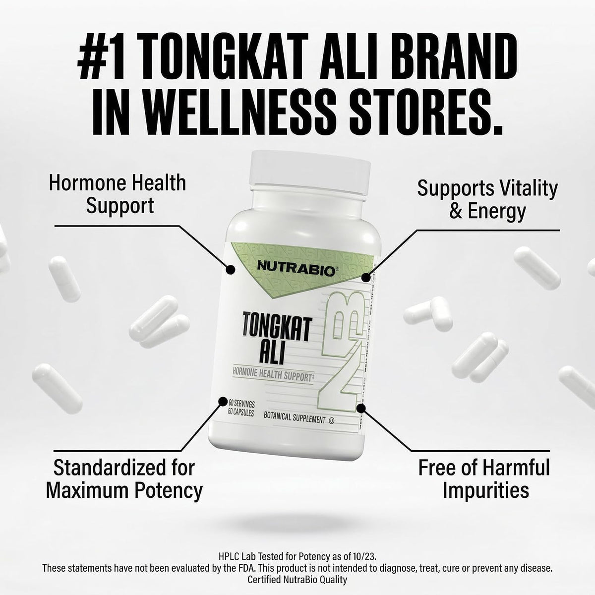 NutraBio Tongkat Ali Longjack 100 Supplement - Natural Support for Muscle Mass, Strength, Performance- Longjack Tongkat Ali for Men- 200mg per Capsule, 60 Servings - PrimeBioHealth - canada supplements
