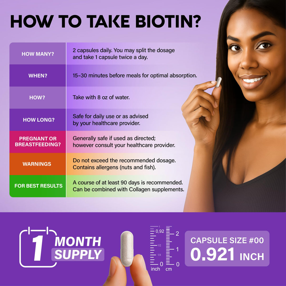 NUTRAHARMONY Biotin | Collagen | Hyaluronic Acid | Keratin - Support Normal Hair Growth Cycle - Skin & Nails - 25000mcg Vitamins B1, B2, B3, B6 & B7 - PrimeBioHealth - canada supplements