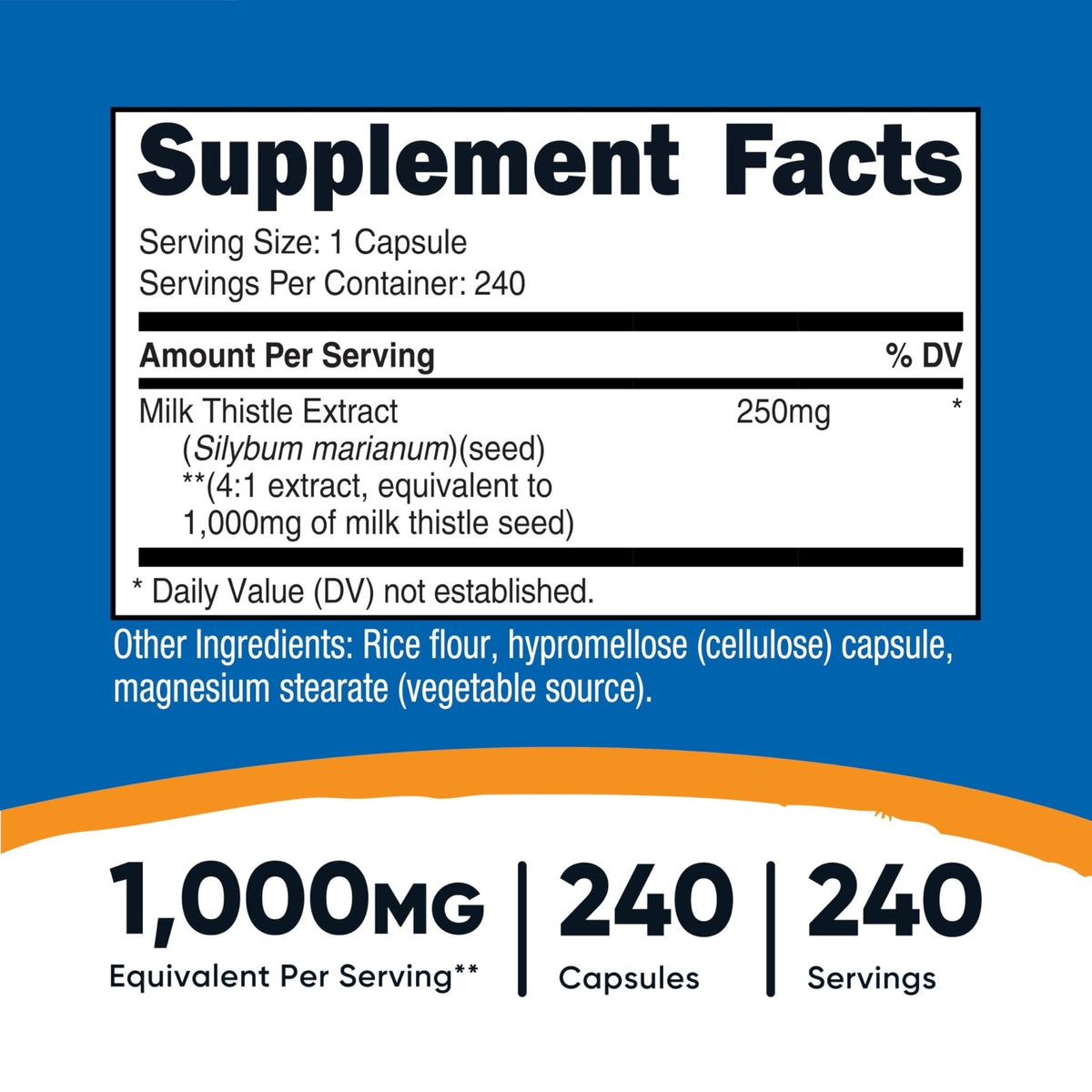 Nutricost Milk Thistle Extract 240 Capsules for 240 Servings Per Bottle - Vegan, GMO Free and Gluten Free - PrimeBioHealth - canada supplements