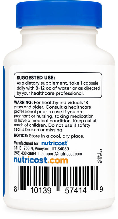Nutricost N-Acetyl L-Cysteine (NAC) 600mg, 180 Capsules | GMO-Free And Gluten Free - PrimeBioHealth - canada supplements
