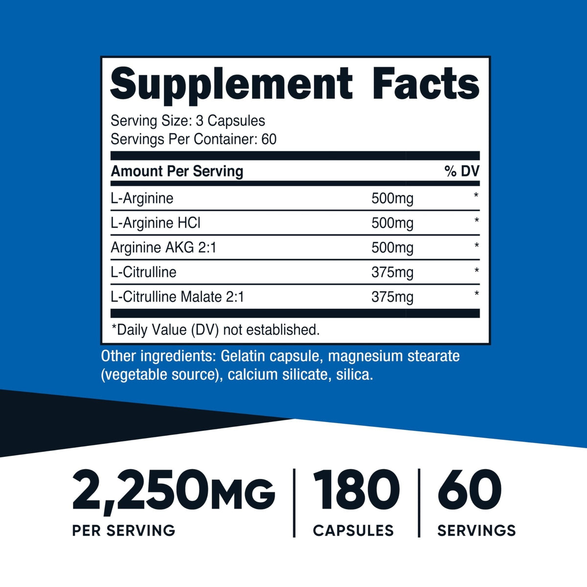 Nutricost Nitric Oxide Booster 2250mg, 180 Capsules - 750mg Per Casule, 60 Servings - Gluten Free and Non-GMO | 750mg Per Casule, 60 Servings, GMO-Free - PrimeBioHealth - canada supplements