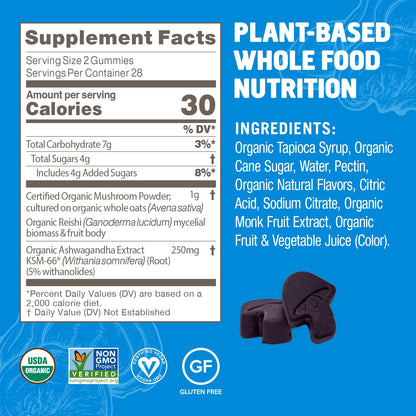 OM MUSHROOM SUPERFOOD Master Blend Mushroom Gummies – Organic 10-Mushroom Complex with Ashwagandha – Supports Immunity, Gut Health & Stress Relief – Mixed Berry Flavor – 28 Servings, 56 Count. - PrimeBioHealth - canada supplements