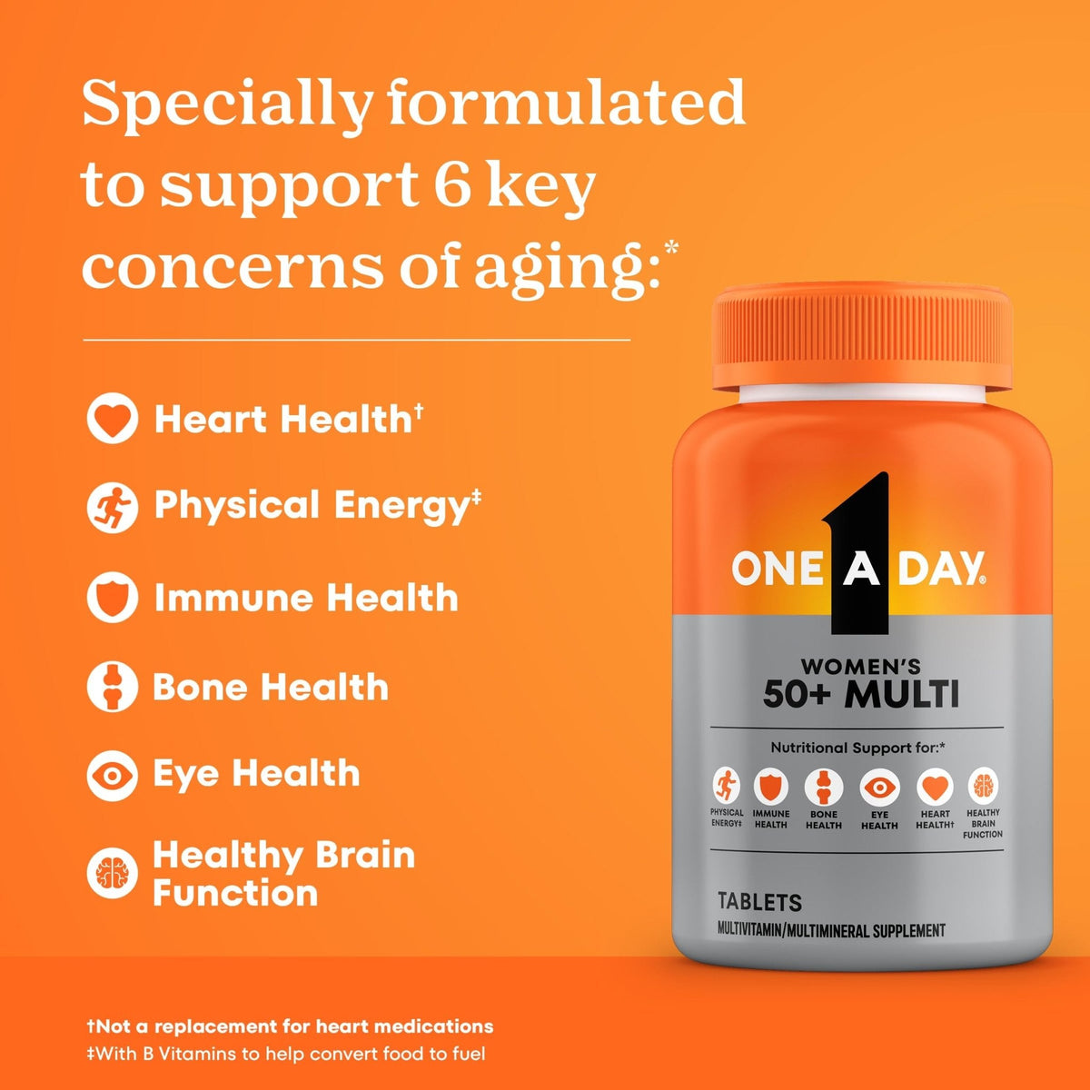 One A Day Multivitamin for Women 50 and Over Tablets, Womens Multivitamin 50 plus with Vitamins D, C, E, Zinc & Biotin, Daily Vitamins - PrimeBioHealth - canada supplements