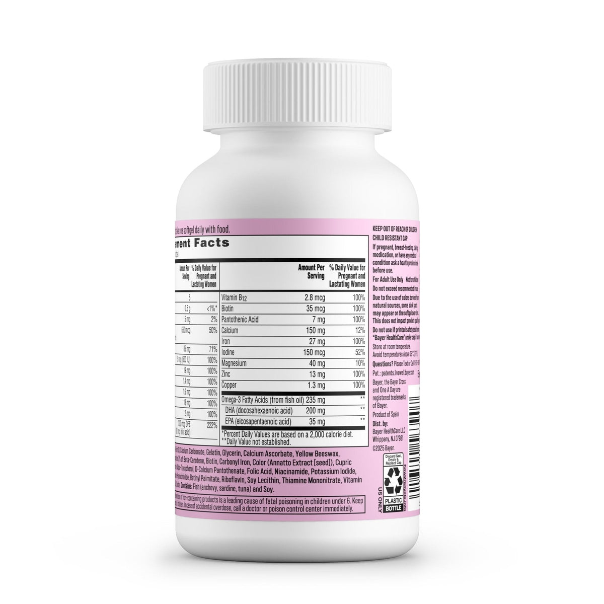 One A Day Prenatal Vitamins- Folic Acid, Iron, Omega- 3 (DHA), Pregnancy Vitamins for Women, Prenatal Multivitamin for Mom and Baby Support - PrimeBioHealth - canada supplements