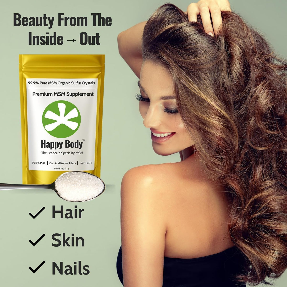 Organic Sulfur Crystals | 99.9% Pure MSM Crystals for Joint Support, Recovery, Hair, Skin & Nails | 90 Servings | 1 lb Bag - PrimeBioHealth - canada supplements