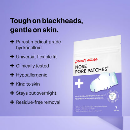 Peach Slices - Nose Pore Patches (7 ct) - Overnight Blackhead Remover - Pore Strips - Absorbs Gunk - Thin, Flexible & Painless - Hydrocolloid Patches - PrimeBioHealth - canada supplements