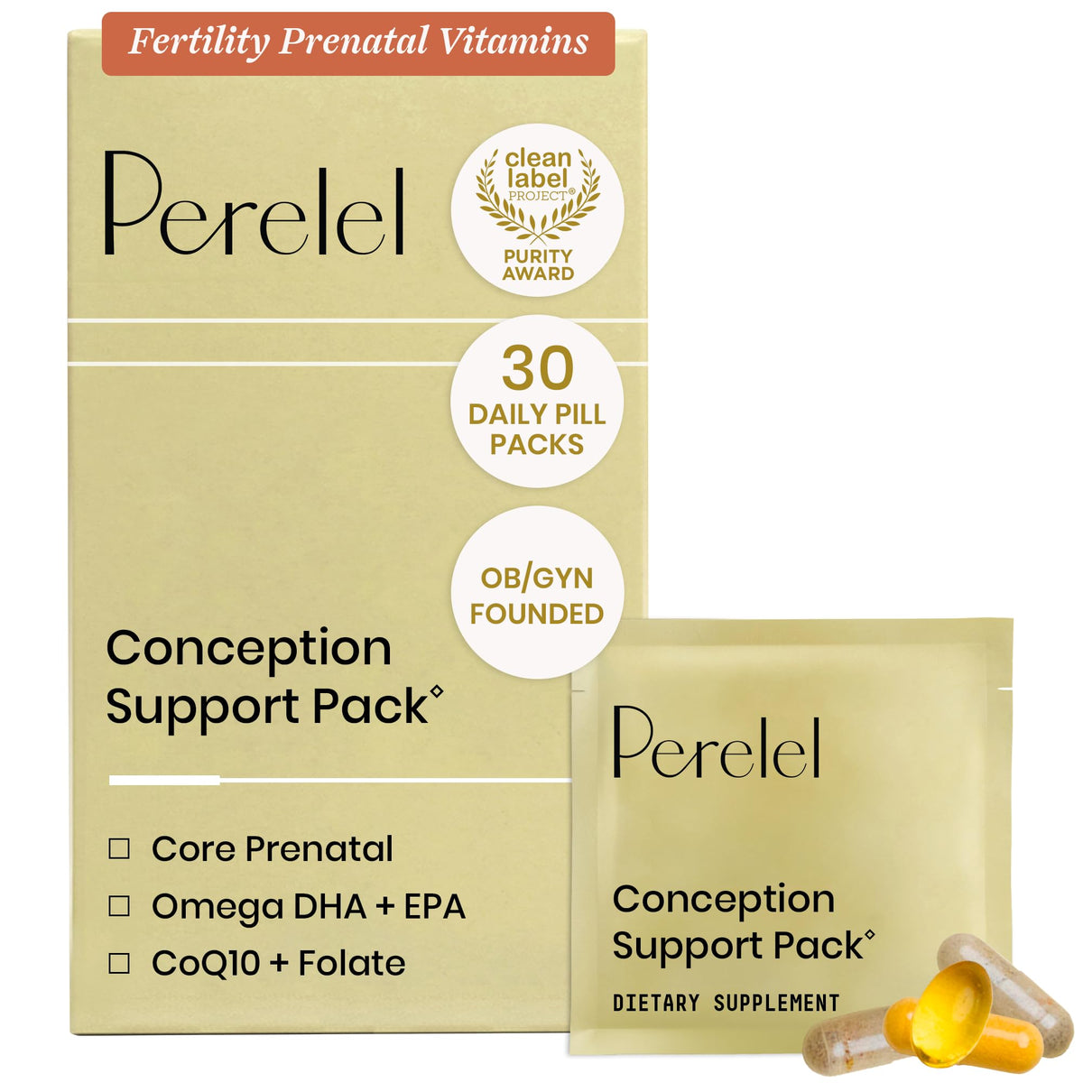 Perelel Conception Support Pack, Prenatal Multivitamin with DHA Omega 3, COQ10 & Folate, Supports Fertility Wellness for Women - PrimeBioHealth - canada supplements