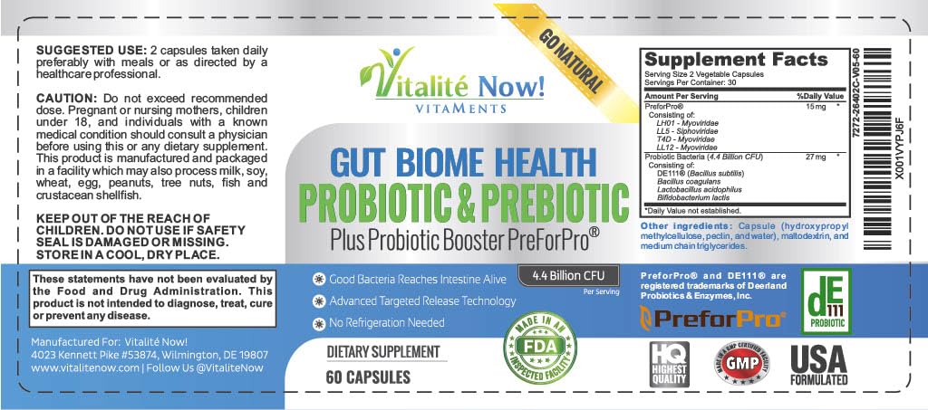 Premium Probiotic plus Ultimate Prebiotic - Gut Biome Builder & Restoration - 4.4 Bn CFU - Best for Women & Men - Bacteria Reaches Intestine within Hours - PrimeBioHealth - canada supplements