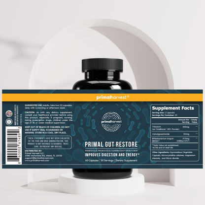 Primal Harvest 2 Pack, Restore for Gut Health, Primal Gut Restore w/POSTbiotics, PREbiotics and PRObiotics for Women and Men, 60 CT - Digestion, - PrimeBioHealth - canada supplements