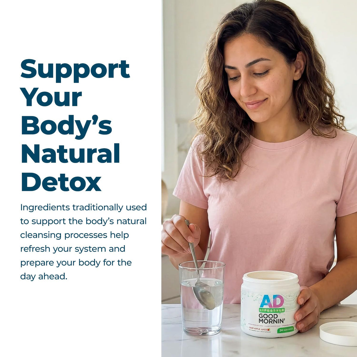 Project AD Life Good Morning Detox and Performance Drink, Naturally Flavored and Formulated with L-GLutamine, Apple Cider Vinegar, - PrimeBioHealth - canada supplements