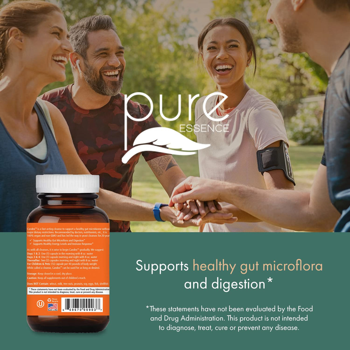 Pure Essence Candex Supplement - Yeast Overgrowth Supplement with Digestive Enzymes, Yeast Infection Probiotic Treatment for Men and Women - 120 Capsules - PrimeBioHealth - canada supplements
