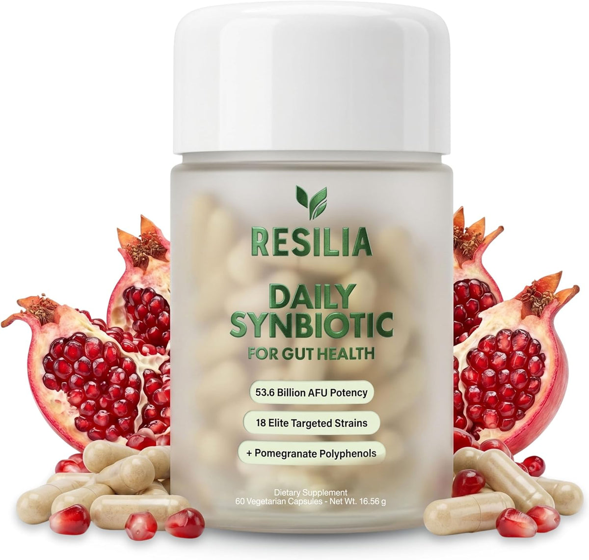 Resilia Synbiotic Probiotic + Prebiotic Supplement for Women & Men – 53.6 Billion AFU, 18 Strains, Shelf-Stable Capsules with Polyphenols, Digestive & Gut Balance Support, 60 Capsules - PrimeBioHealth - canada supplements