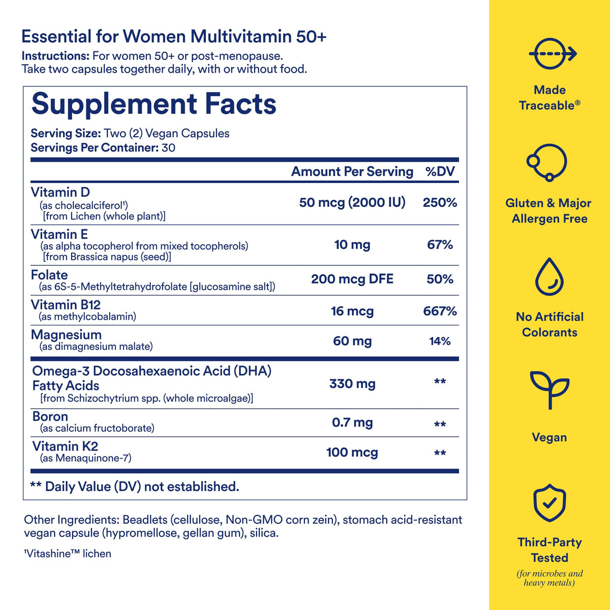 Ritual Women’s 50+ Daily Multivitamin - Key Essential Vitamins and Minerals to Support Menopause, Energy, Heart, Bone, Brain Health* - Including Folate - PrimeBioHealth - canada supplements