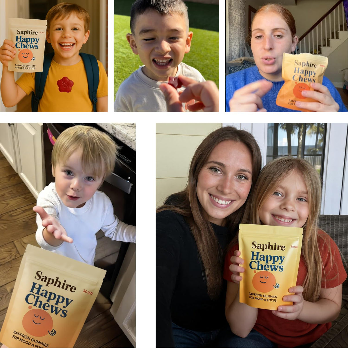 SAPHIRE HAPPY CHEWS Saffron Gummies for Kids | Supports Mood, Calm & Focus | Saffron Extract, Passionflower, St. John’s Wort & GABA - PrimeBioHealth - canada supplements