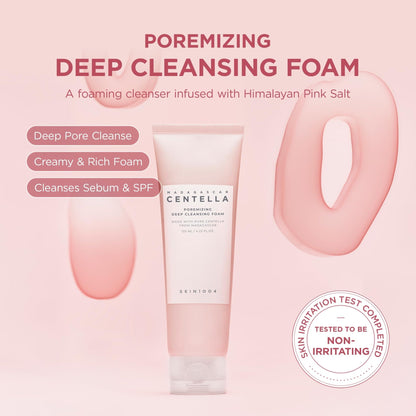 SKIN1004 Poremizing Deep Cleansing Foam, 4.23 fl.oz, 125ml, Makeup Remover, Korean Face Cleanser with Himalayan Pink Salt - PrimeBioHealth - canada supplements