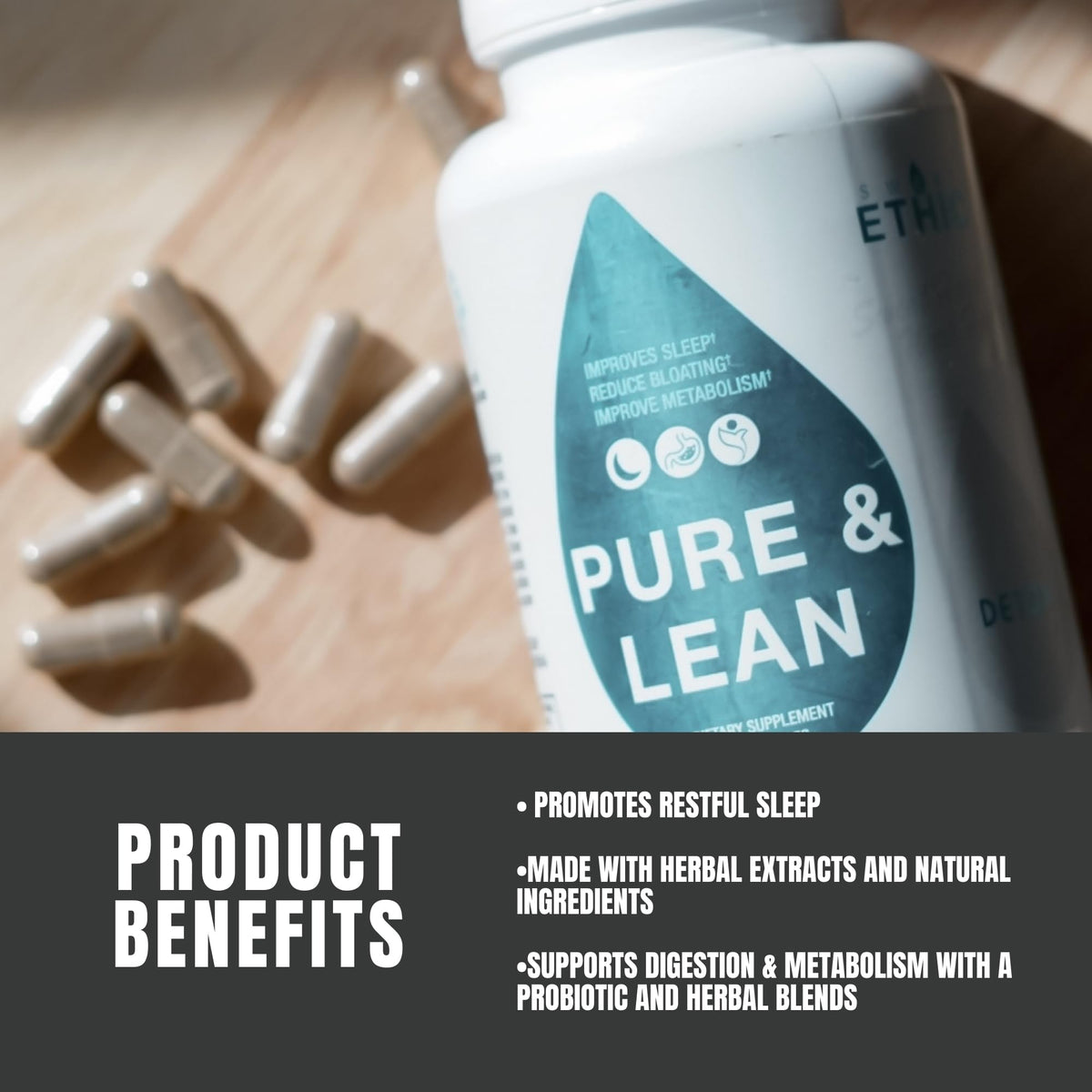 Sweat Ethic Pure & Lean Detox, Natural Nighttime Support with GABA, 5 HTP, Melatonin, Probiotics & Herbal Extracts, Supports Evening Routine and Digestion, Dietary Supplement - PrimeBioHealth - canada supplements