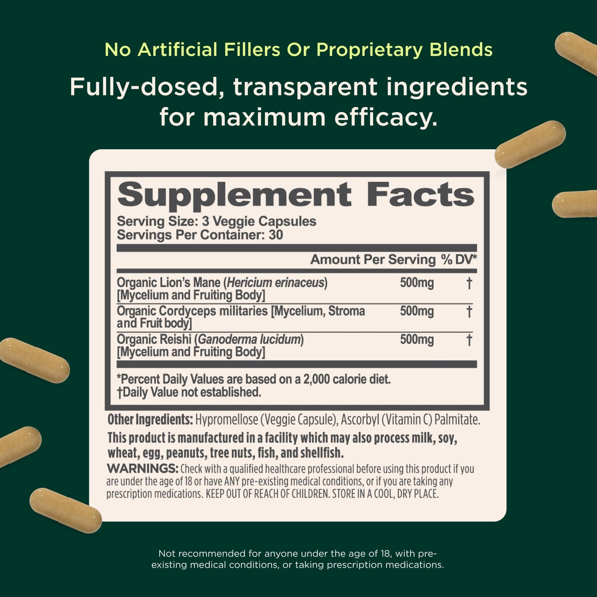 The Genius Brand Genius Mushrooms - Plant-Based Supplement for Immune, Focus & Energy Support - Lion's Mane, Cordyceps & Reishi - PrimeBioHealth - canada supplements