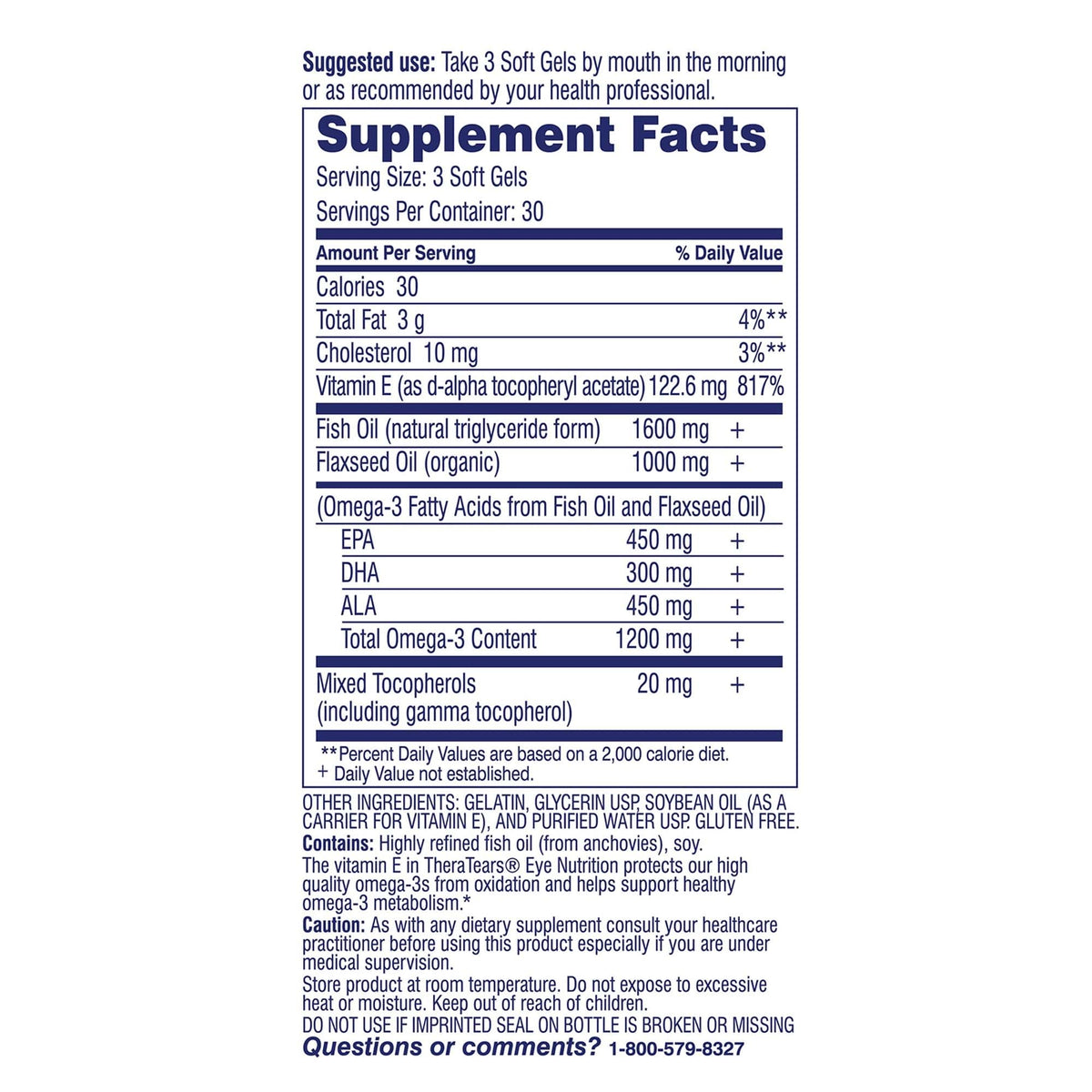 TheraTears Omega 3 Supplement, 1200mg, 90 ct (Pack of 1) - PrimeBioHealth - canada supplements