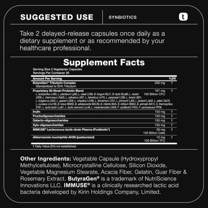 Toniiq Prebiotics and Probiotics – 200B CFU Synbiotic with Postbiotics IMMUSE® & ButyraGen® – 30 Strains for Gut & Digestive Health – Shelf-Stable - PrimeBioHealth - canada supplements