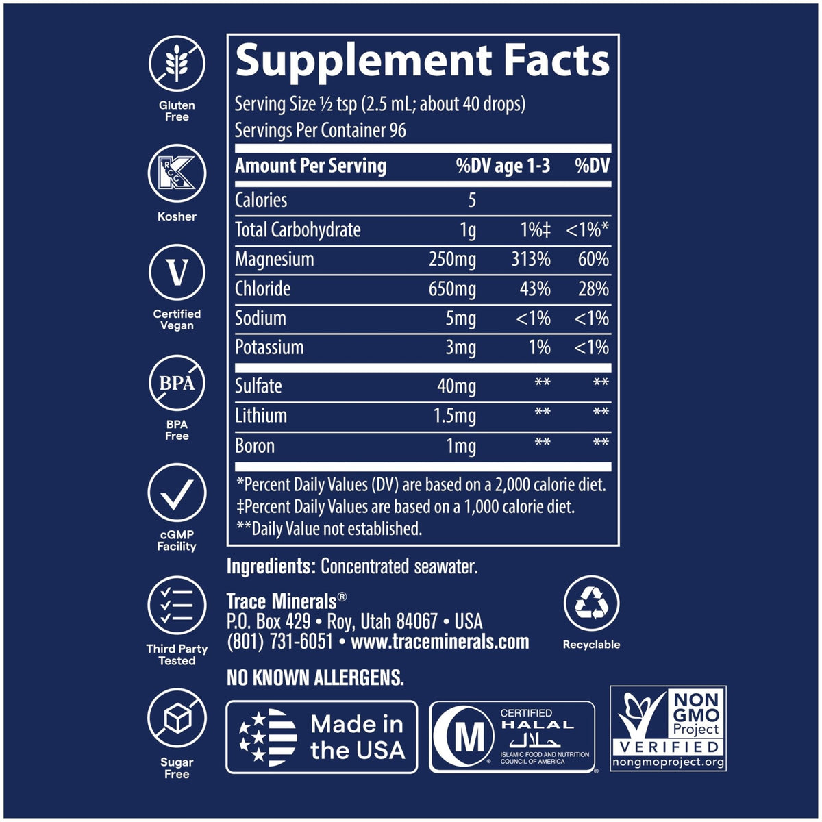 Trace Minerals ConcenTrace Trace Mineral Drops | Supports Energy, Digestion, Bone Health & Hydration, 70+ Ionic Trace Minerals w/Magnesium - PrimeBioHealth - canada supplements