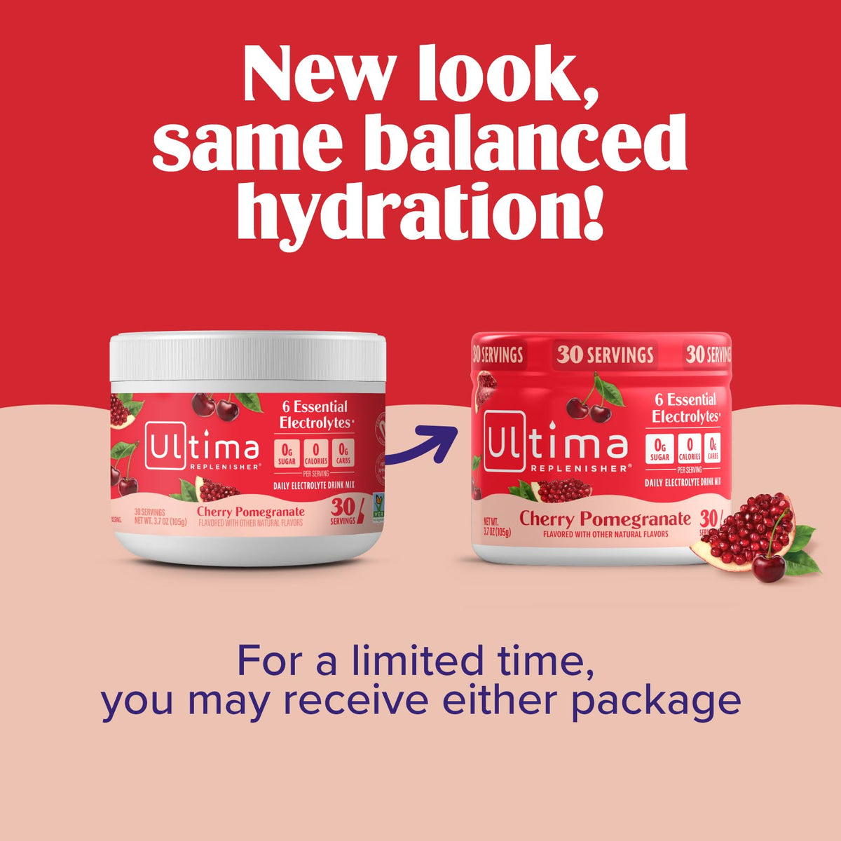 Ultima Replenisher Daily Electrolyte Powder Drink Mix – Sugar Free – Cherry Pomegranate, 30 Servings – Hydration Powder with 6 Electrolytes - PrimeBioHealth - canada supplements