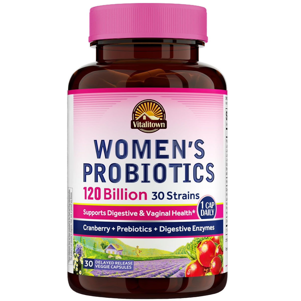 Vitalitown Probiotics for Women 120 Billion CFUs, 30 Strains, with Prebiotics & Digestive Enzymes & Cranberry, Gut & Vaginal Health, Vegan 30 - PrimeBioHealth - canada supplements