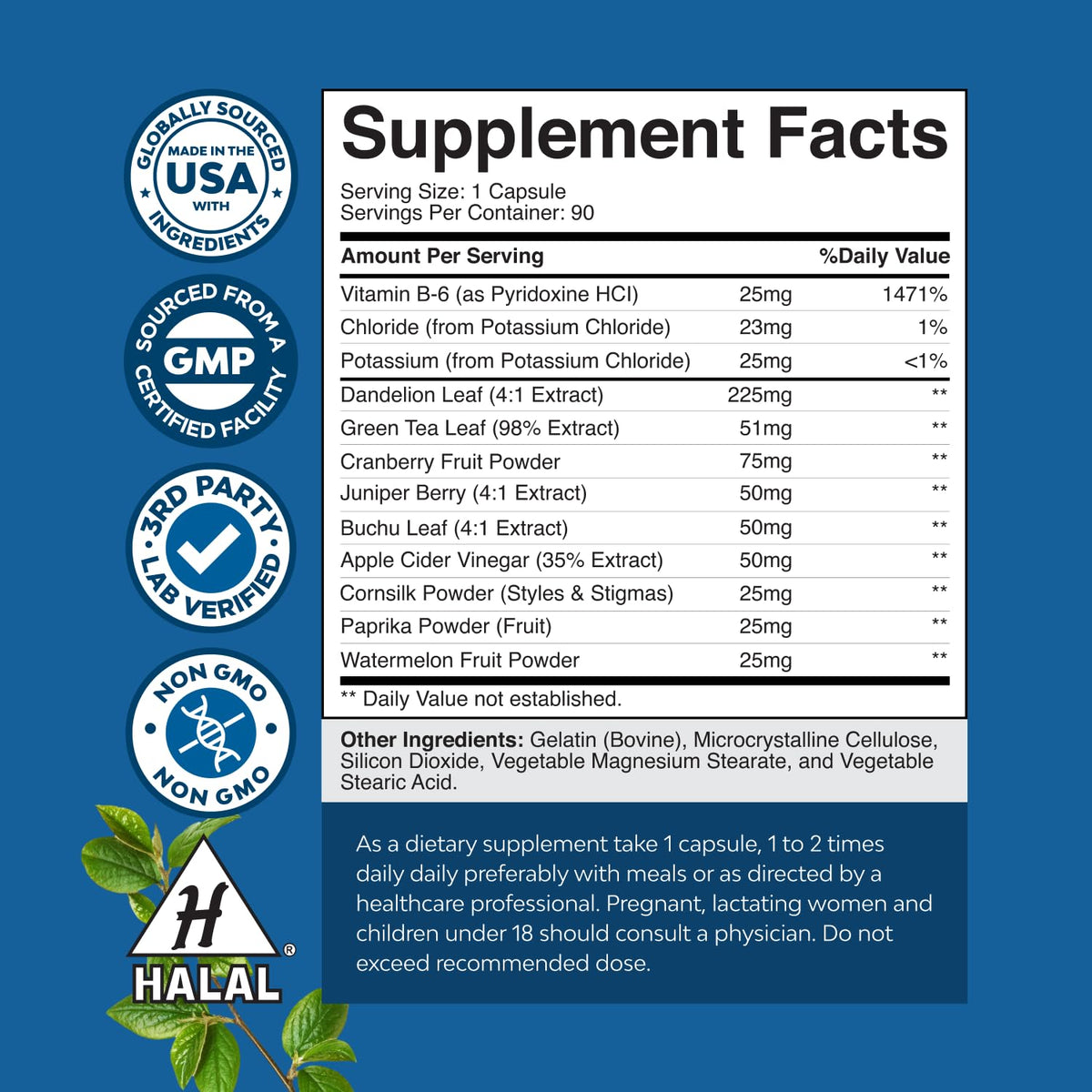 Water Away Herbal Diuretic Pills High Strength - Fluid Retention Supplement with Dandelion Leaf Extract & Green Tea for Bloating Relief for Women & Men - PrimeBioHealth - canada supplements
