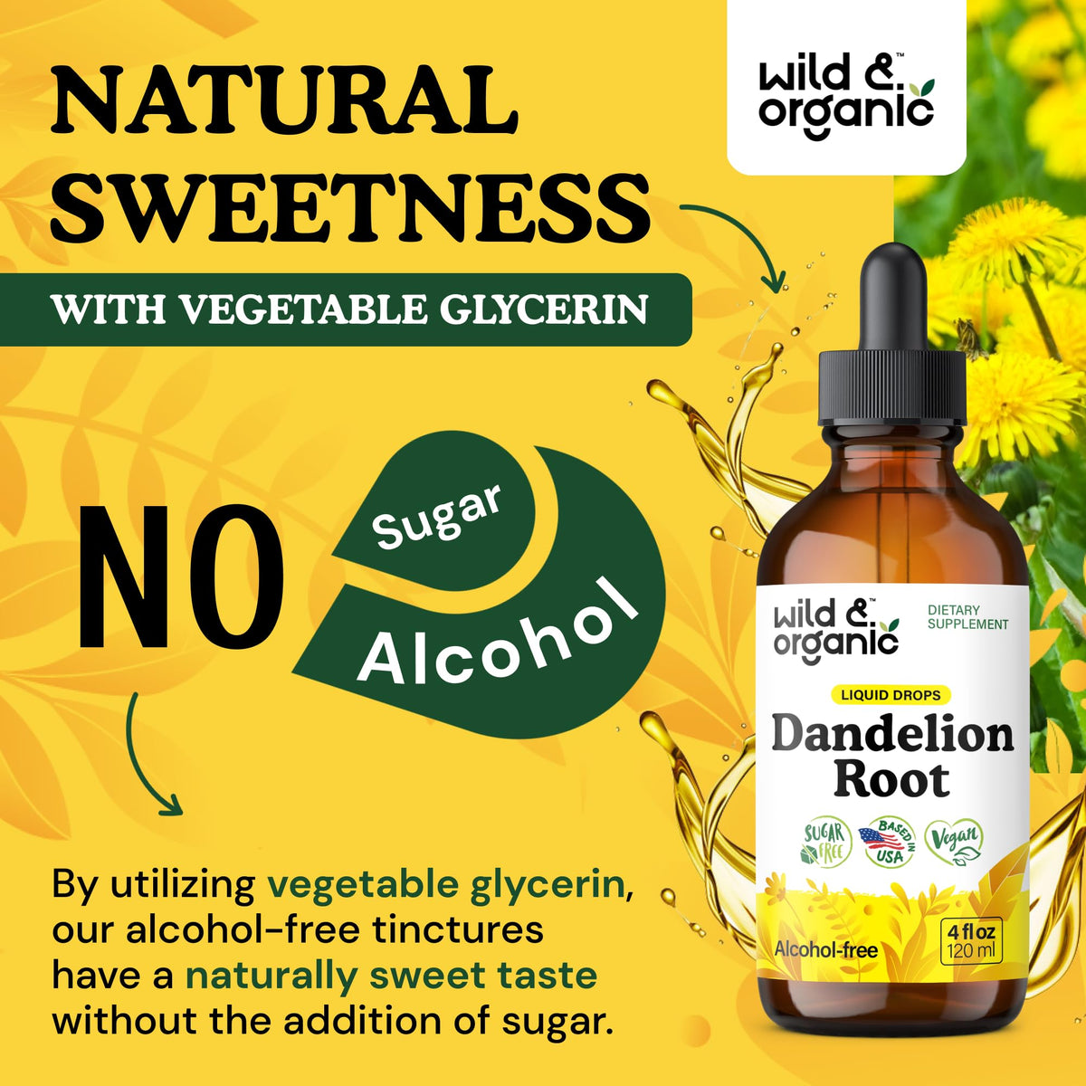 Wild & Organic Dandelion Root Extract Drops - Liver Cleanse Detox - Herbal Dandelion Tincture - Liver Support Supplement - Add to Tea - Vegan, Sugar & Alcohol-Free Liquid Drops - 4 fl oz - PrimeBioHealth - canada supplements