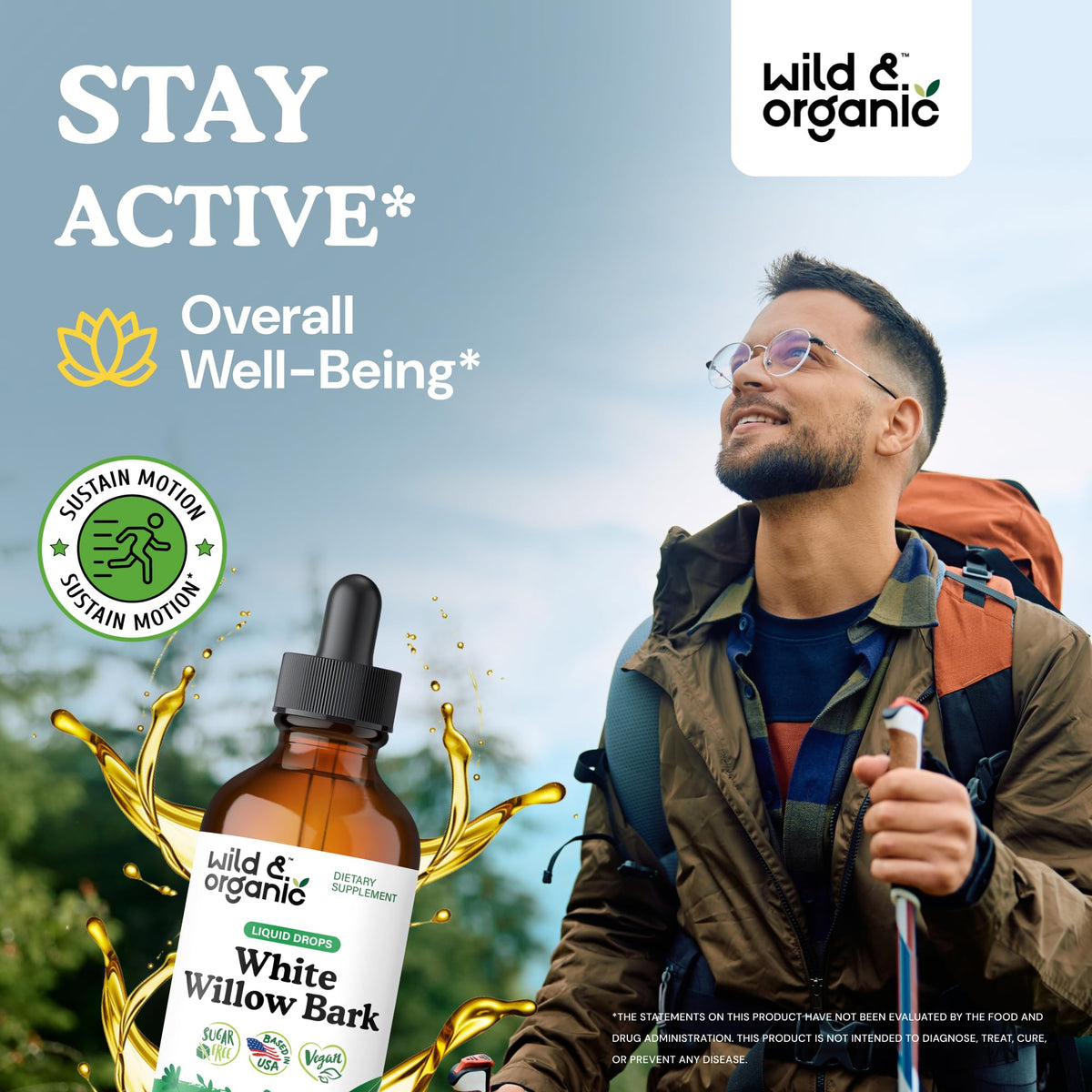 Wild & Organic White Willow Bark Tincture - Liquid Supplement for Overall Support - Alcohol & Sugar-Free White Willow Extract Drops - Salix Alba Bark - Vegan, No Additives - 4 fl oz - PrimeBioHealth - canada supplements