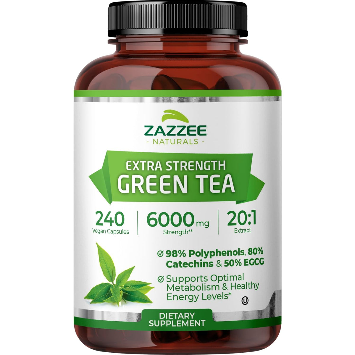 Zazzee Extra Strength Green Tea 20:1 Extract, 50% EGCG, 98% Polyphenols, 80% Catechins, 150 Vegan Capsules, 5 Month Supply, Certified Kosher, Antioxidant & Metabolism Support, Non-GMO, Made in the USA - PrimeBioHealth - canada supplements