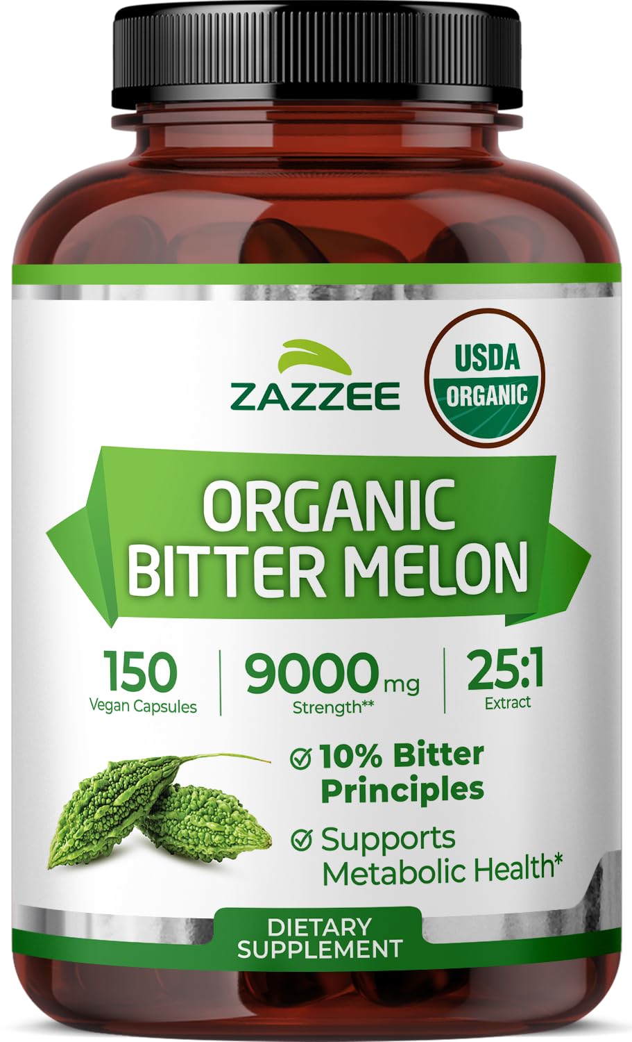 Zazzee USDA Organic Bitter Melon 25:1 Extract, 10% Bitter Principles, 150 Vegan Capsules, 5 Month Supply, Extra Strength, Momordica Charantia, Antioxidant & Metabolic Support, Non-GMO, Made in the USA - PrimeBioHealth - canada supplements