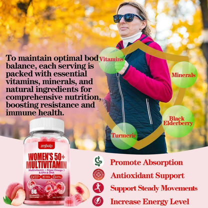 ZEGBALP Sugar-Free Womens Multivitamin 50 Plus Gummies with Calcium, Magnesium, Zinc, Vitamin A, C, D3, E, K2, B Complex, Folate, Biotin - PrimeBioHealth - canada supplements